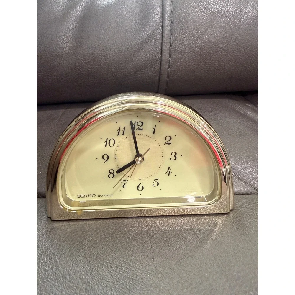 Seiko Quartz Gold Tone Dome Alarm Clock Vintage Japan Movement HKSF